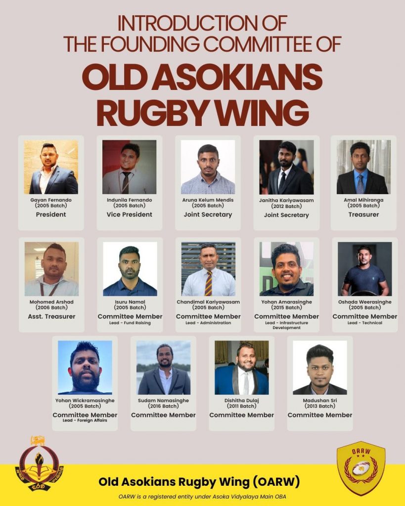 Official establishment of Old Asokians Rugby Wing